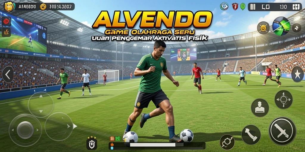 Tampilan gameplay <strong>ALVENDO</strong> dengan suasana olahraga yang menyenangkan dan kompetitif.
