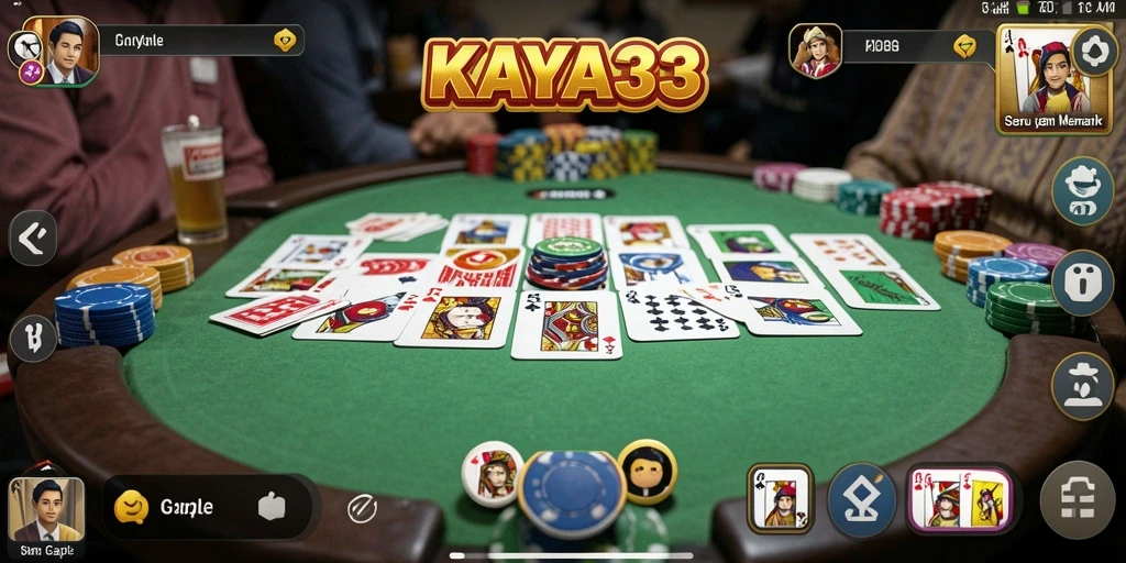 Screenshot gameplay KAYA33 dengan tampilan papan Gaple yang menarik.