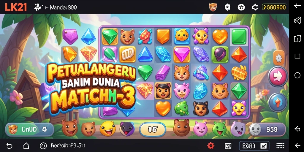 Gameplay seru LK21 yang penuh warna dan tantangan Match-3.