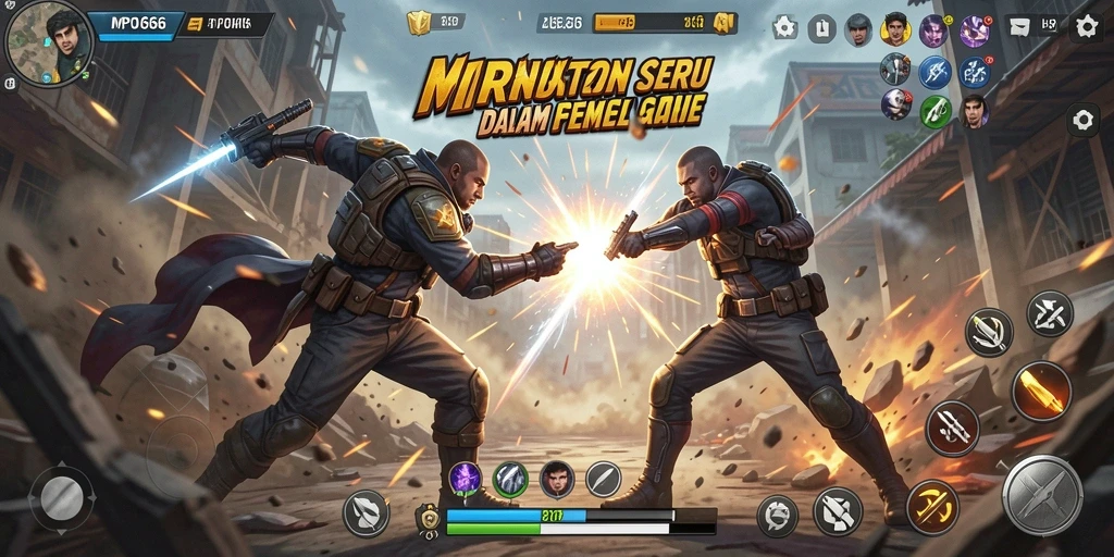 Screenshot utama MPO666 menampilkan aksi pertarungan seru di arena.