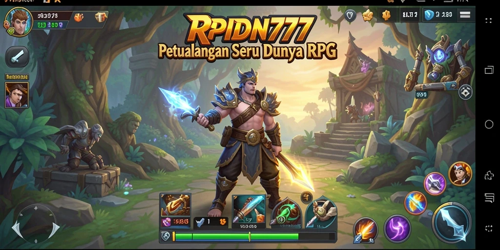 Tangkapan layar utama RPIDN777 menampilkan aksi pertempuran epik dalam RPG.