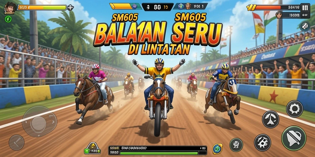 Gameplay balapan SM605 yang mendebarkan dan penuh aksi.